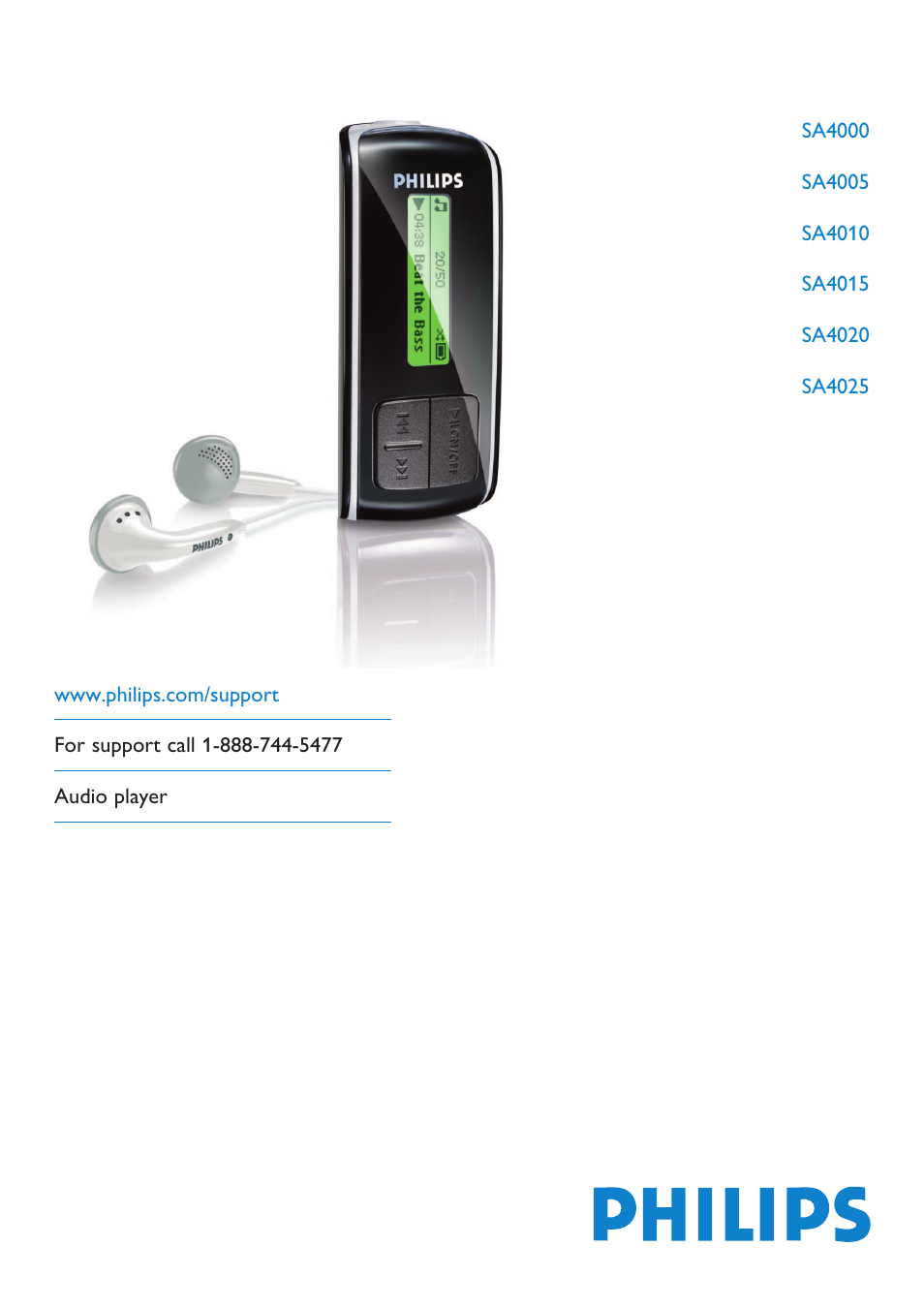 Philips audio player SA4000 series User Manual | 16 pages