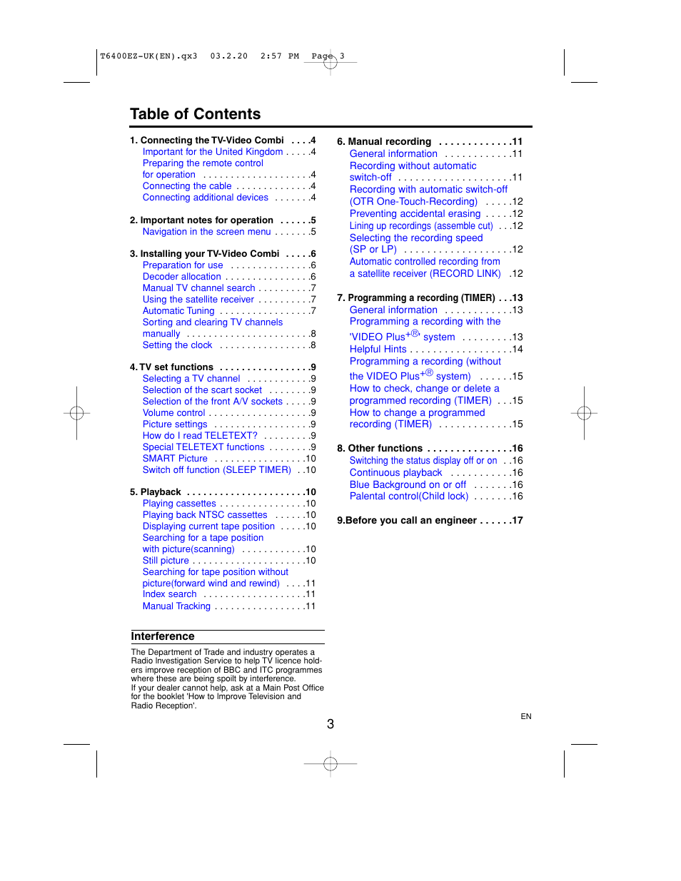 Philips TV-Video Combi 21PV375/07 User Manual | 20 pages