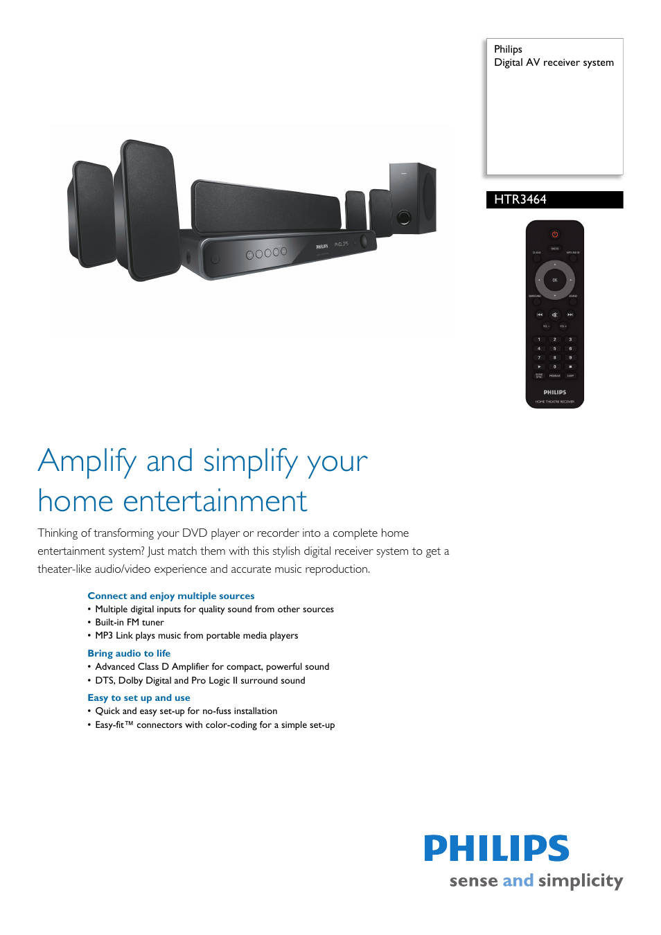 Philips HTR3464 User Manual | 2 pages
