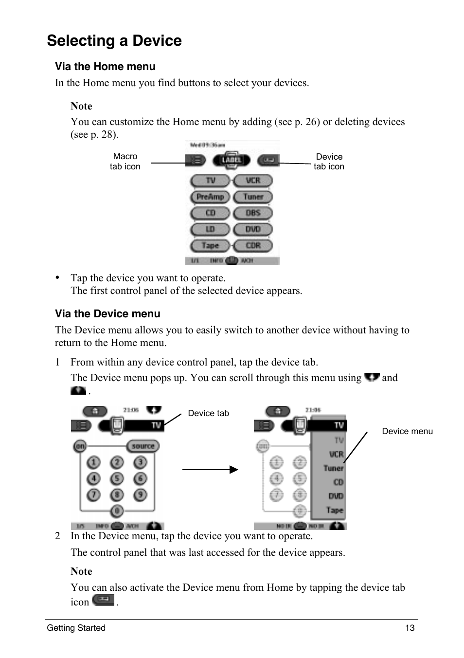 Selecting a device | Philips intelligent remote control User Manual | Page 15 / 52
