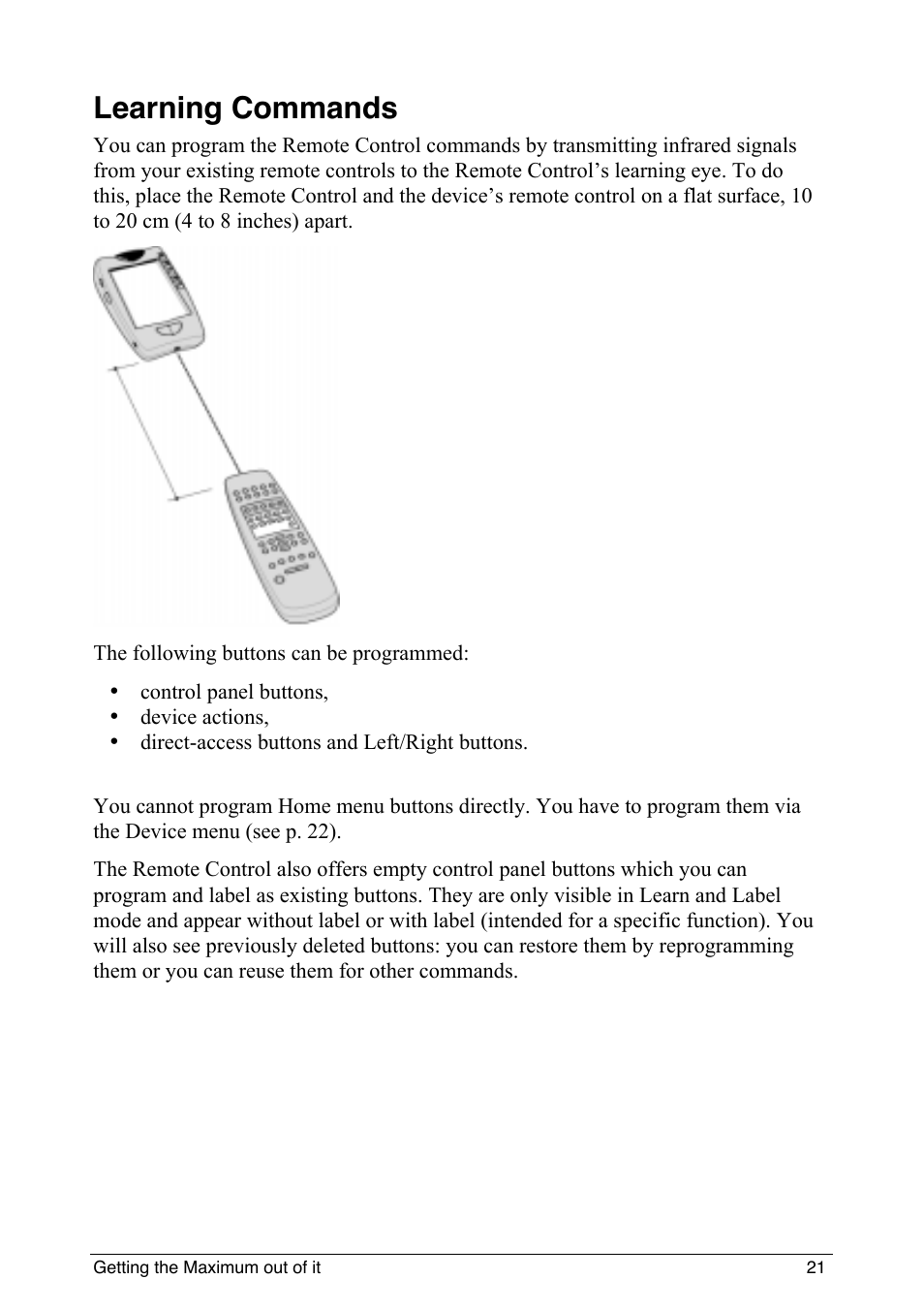 Learning commands | Philips intelligent remote control User Manual | Page 23 / 52