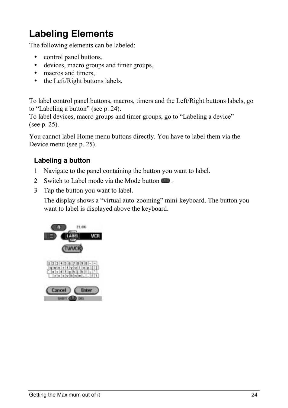 Labeling elements | Philips intelligent remote control User Manual | Page 26 / 52