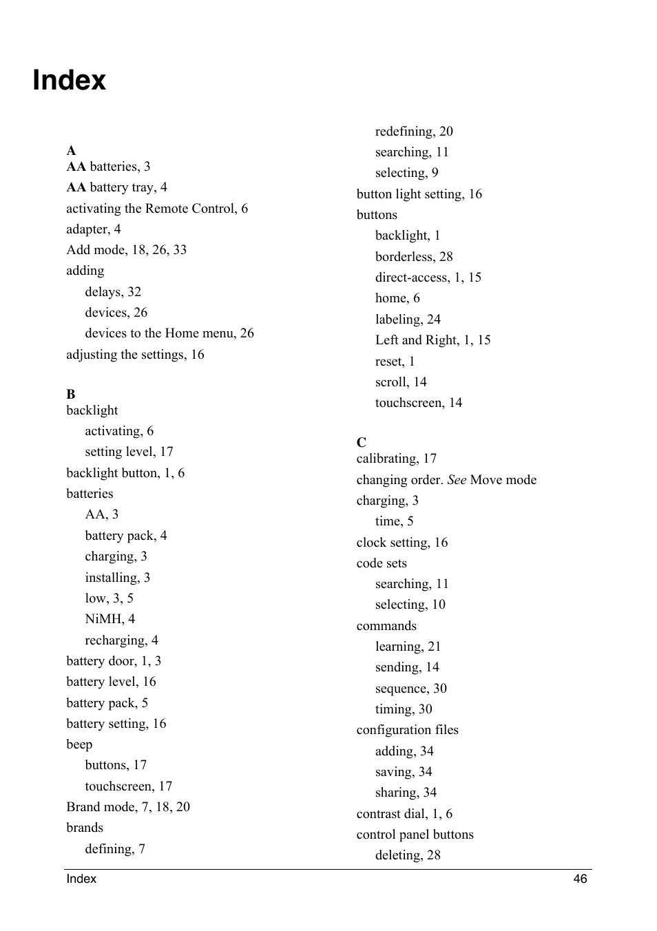 Index | Philips intelligent remote control User Manual | Page 48 / 52