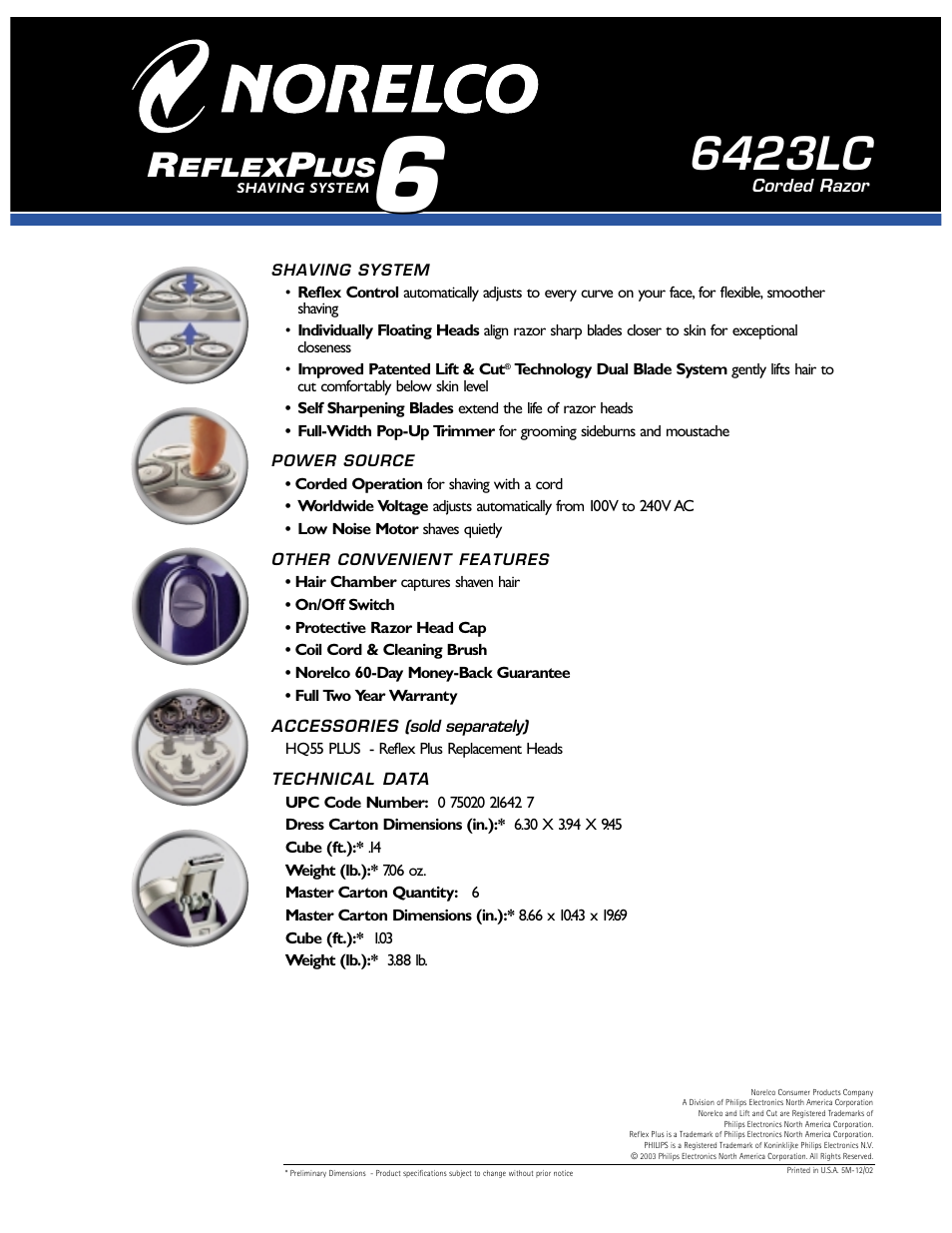 6423lc, Eflex | Philips 6423 XL User Manual | Page 2 / 2