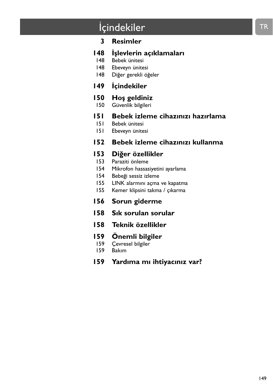 Içindekiler | Philips SC464 User Manual | Page 149 / 160