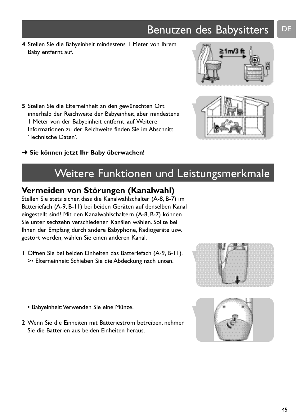 Vermeiden von störungen (kanalwahl) | Philips SC464 User Manual | Page 45 / 160