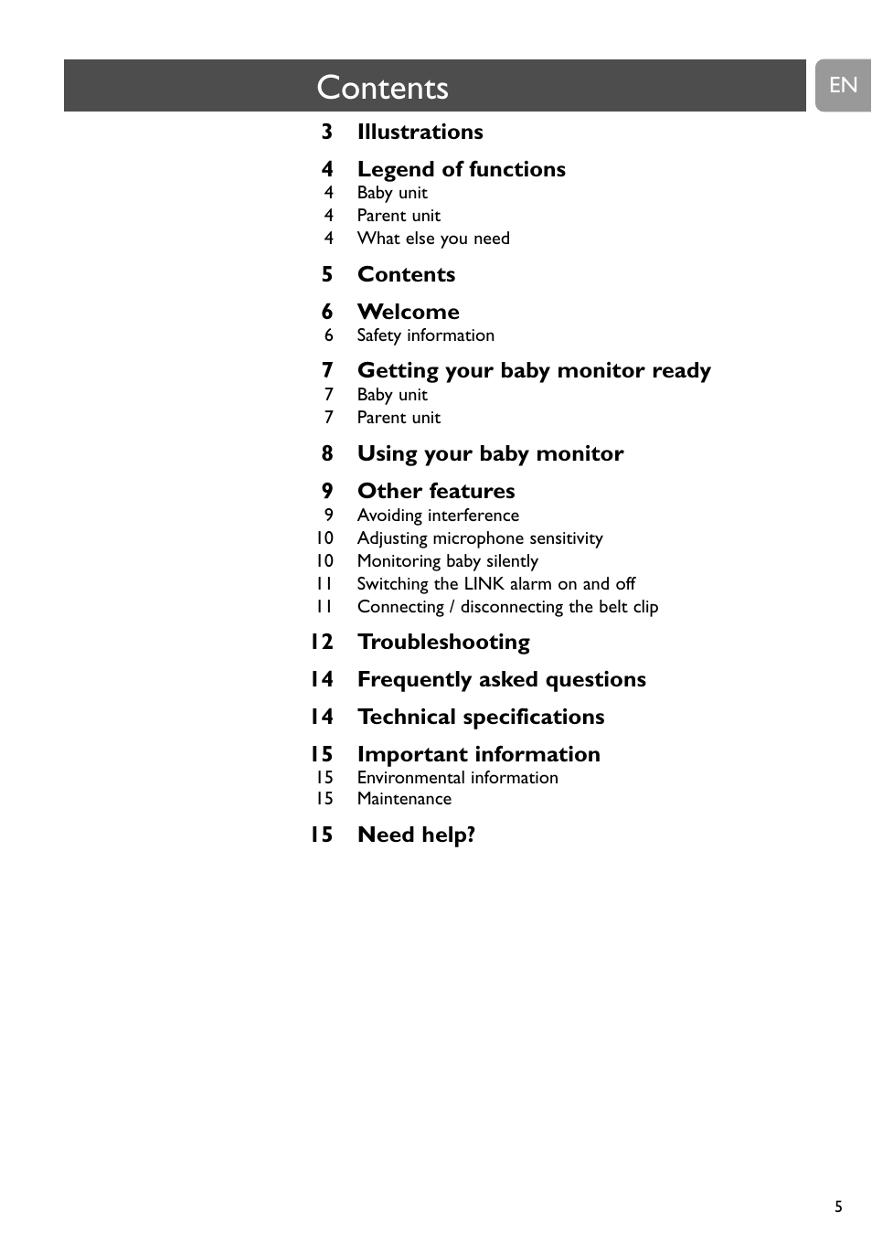 Philips SC464 User Manual | Page 5 / 160