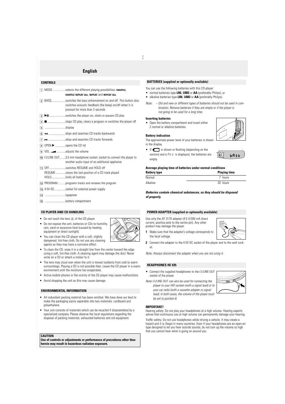 English, 4,5v dc | Philips AX1101/00Z User Manual | Page 3 / 5