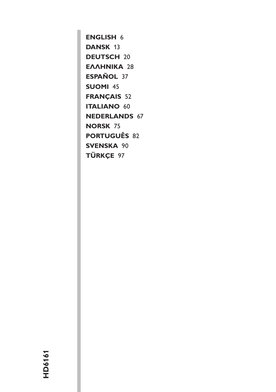 Hd6161 | Philips HD6161 User Manual | Page 5 / 108
