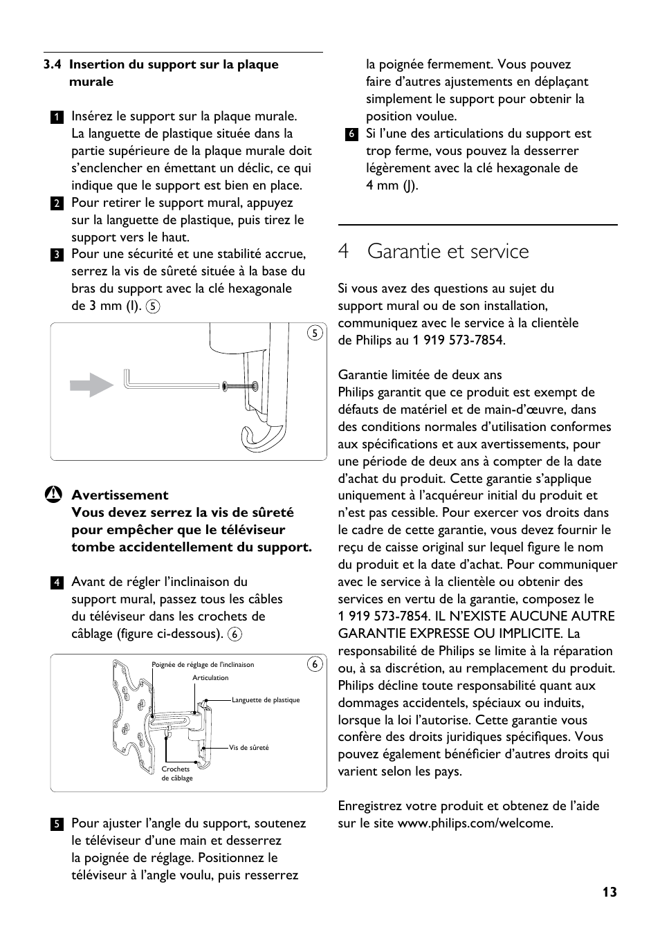 4 garantie et service | Philips SQM4512 User Manual | Page 13 / 20