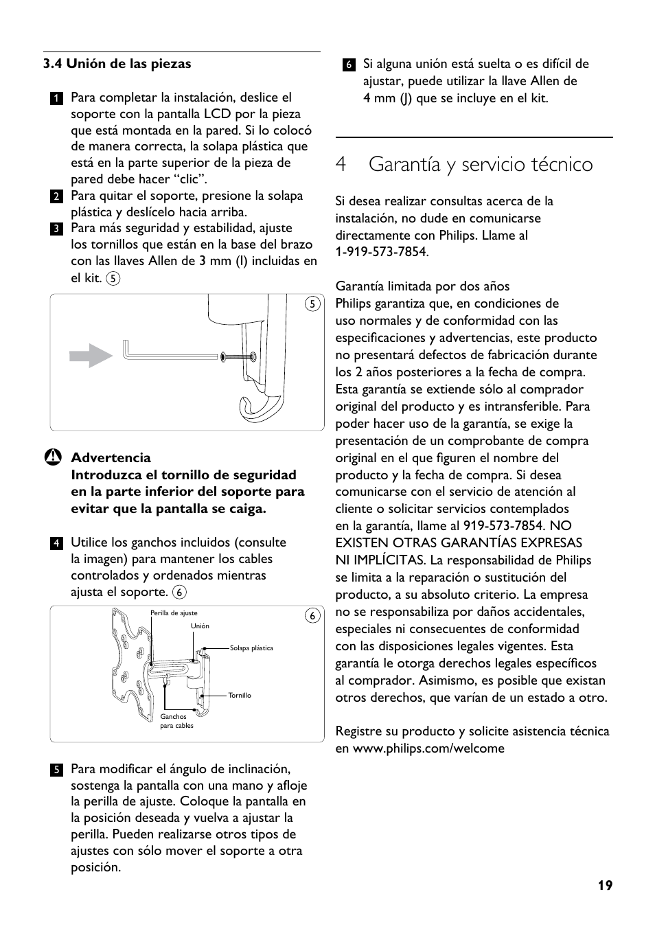 4 garantía y servicio técnico | Philips SQM4512 User Manual | Page 19 / 20