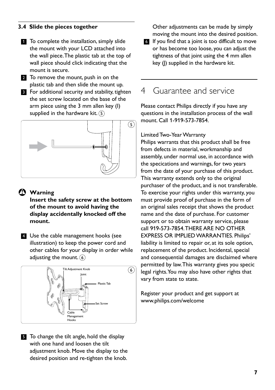 4 guarantee and service | Philips SQM4512 User Manual | Page 7 / 20