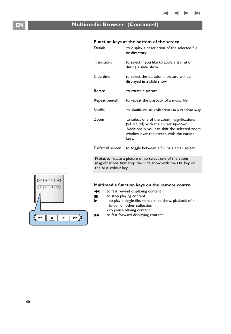 Multimedia browser (continued) en | Philips 32PF9641D/10 User Manual | Page 40 / 66