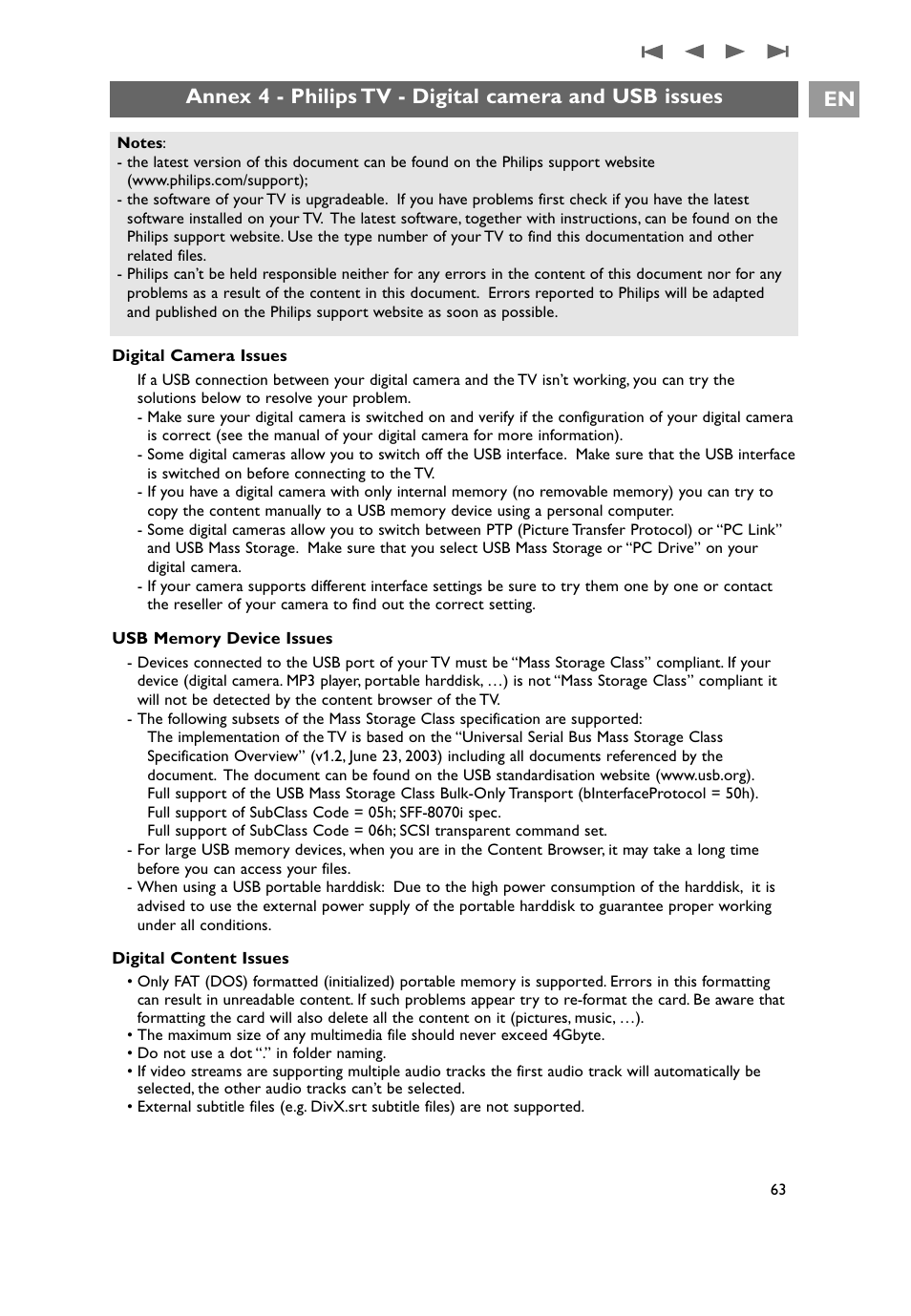 And usb issues | Philips 32PF9641D/10 User Manual | Page 63 / 66