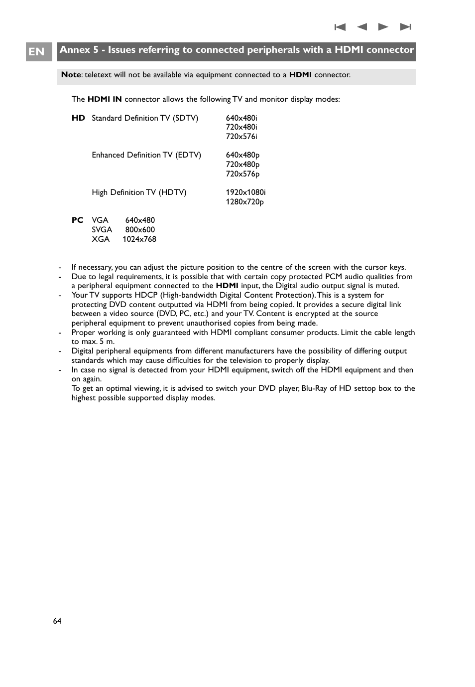 Peripherals with a hdmi connector | Philips 32PF9641D/10 User Manual | Page 64 / 66