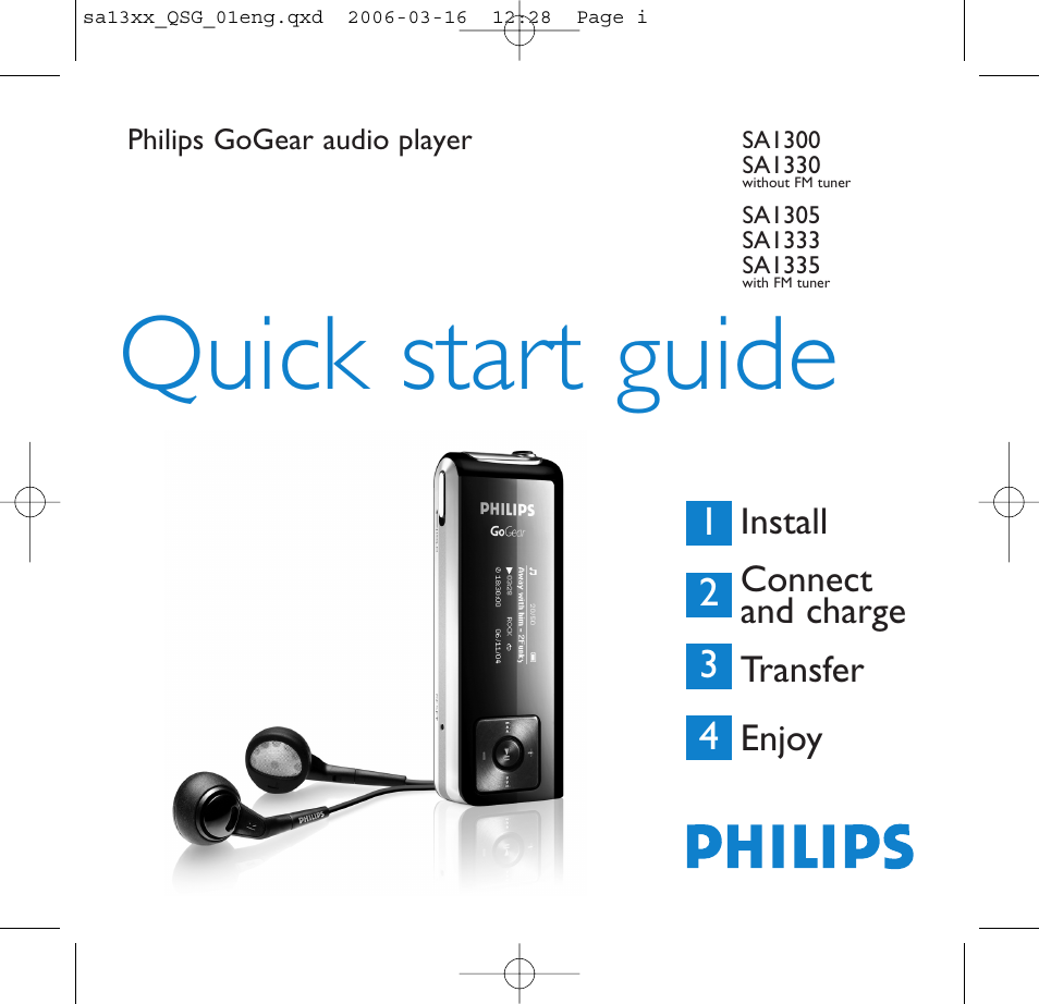 Philips GOGEAR AUDIO PLAYER SA1330 User Manual | 13 pages