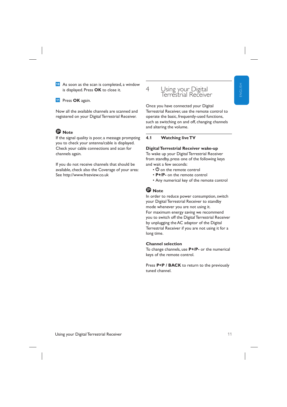 Using your digital 4 terrestrial receiver | Philips DTR 2530/05 User Manual | Page 10 / 31