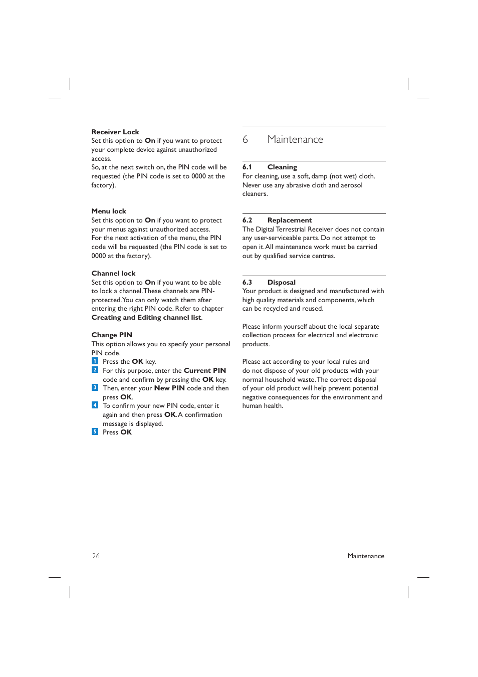 Maintenance 6 | Philips DTR 2530/05 User Manual | Page 25 / 31