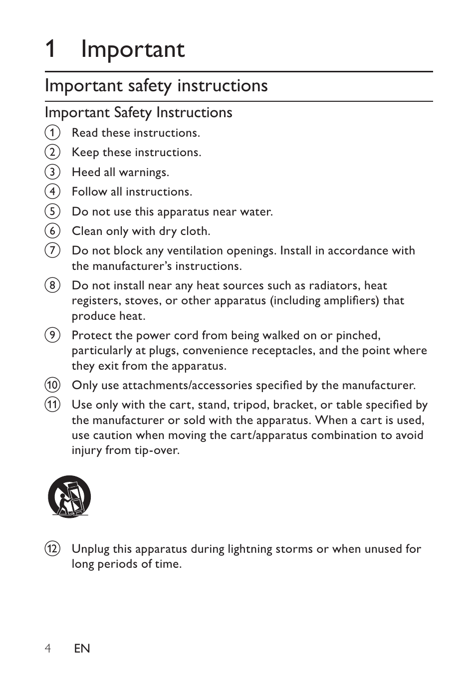 1 important, Important safety instructions | Philips PET748 User Manual | Page 3 / 25
