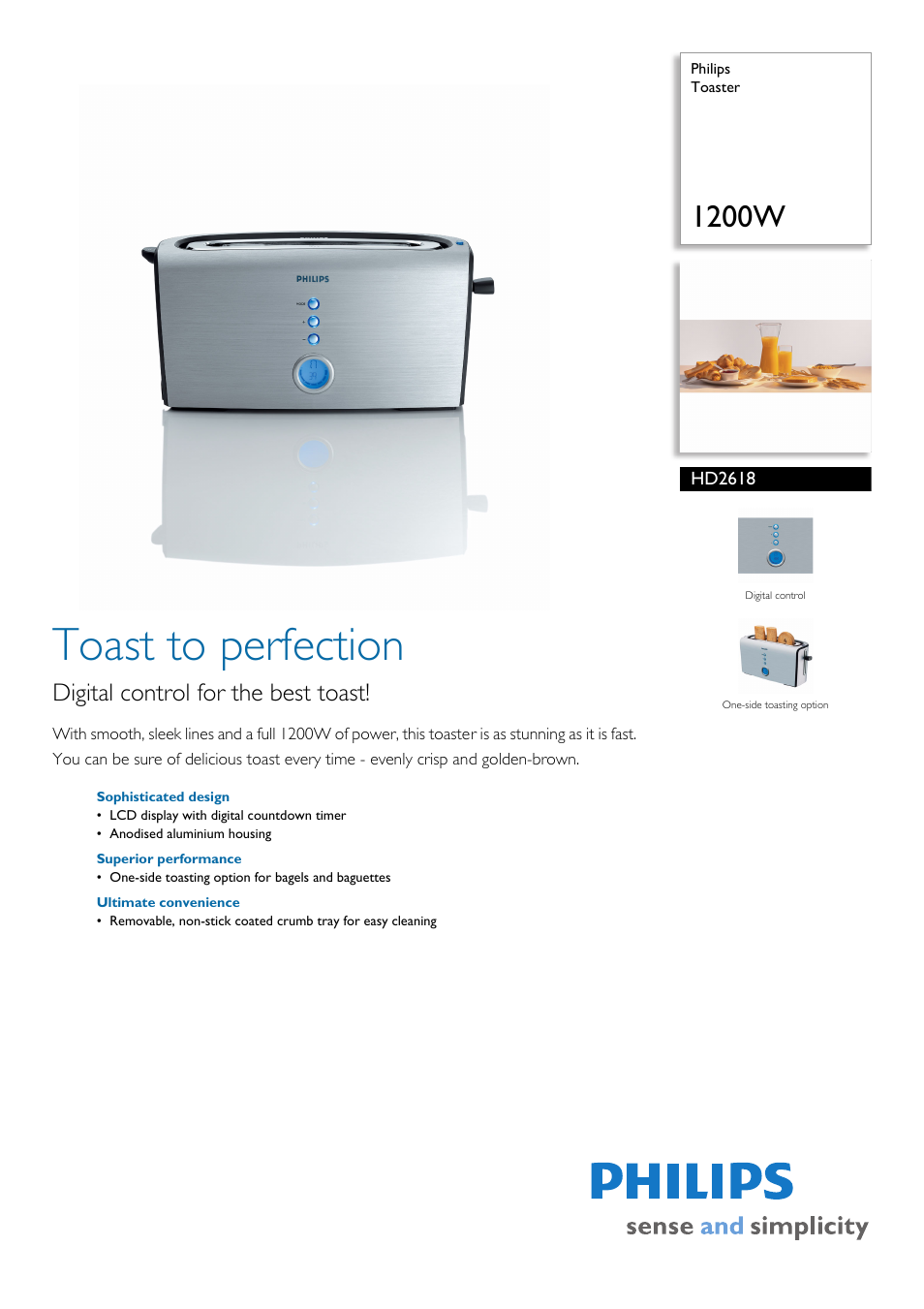 Philips HD2618 User Manual | 2 pages
