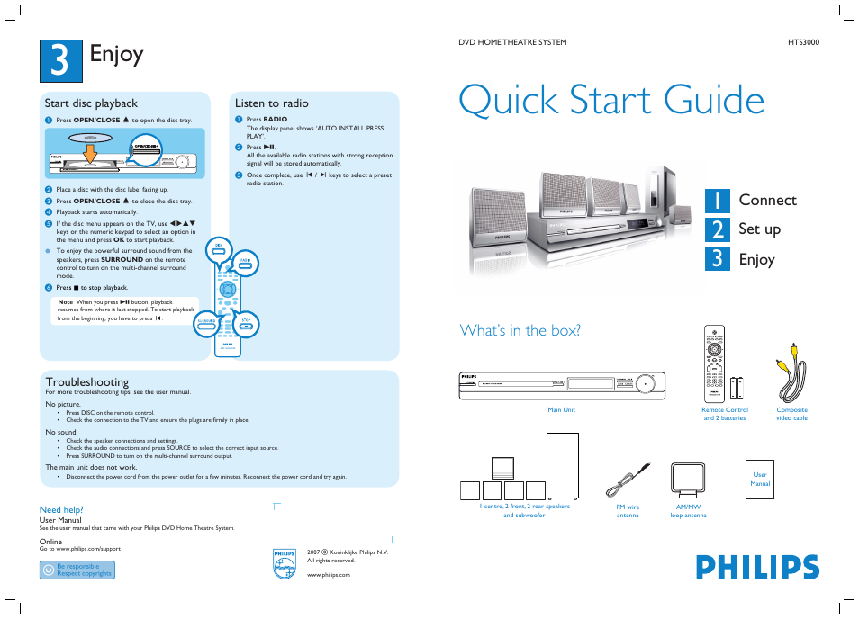 Philips HTS3000 User Manual | 2 pages