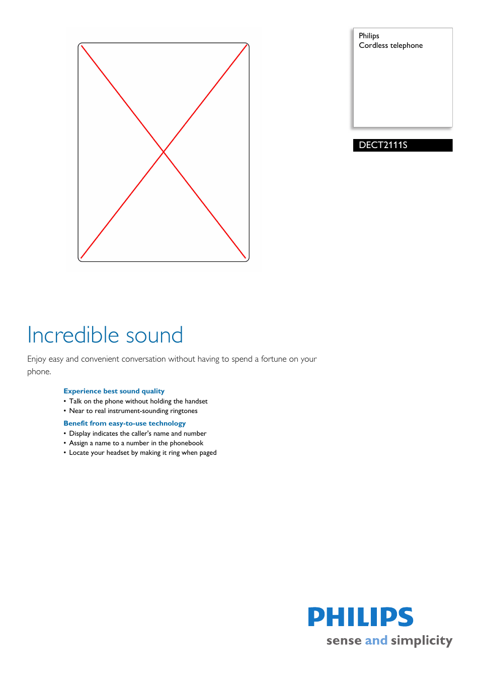 Philips DECT2111S  EN User Manual | 2 pages