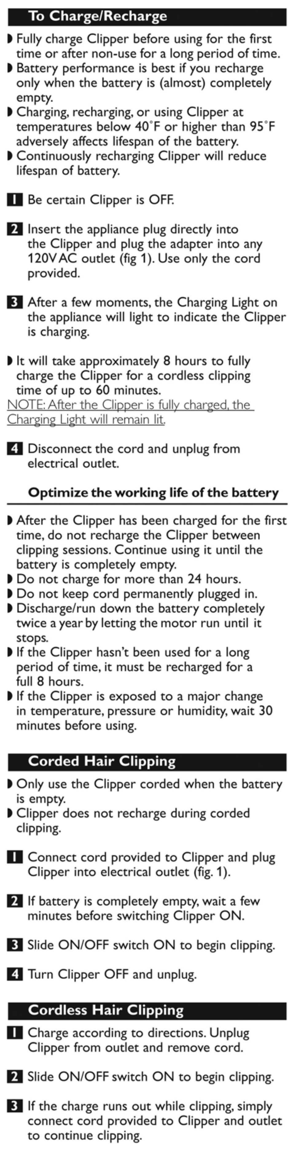 Optimize the working life of the battery | Philips QC5170/60 User Manual | Page 5 / 11