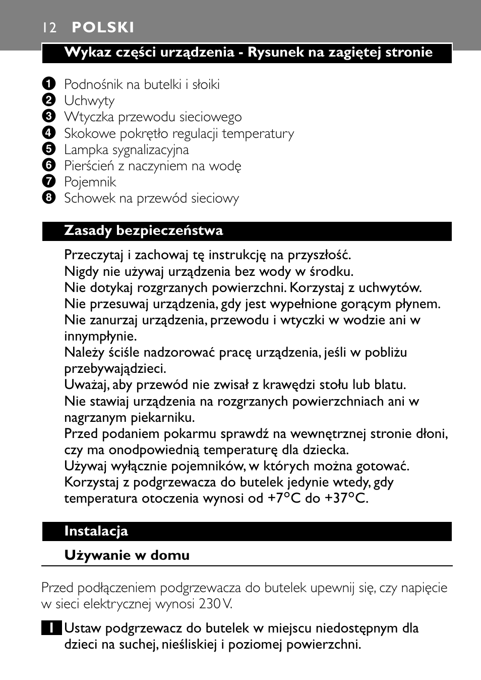 Polski | Philips SCF250 User Manual | Page 12 / 102