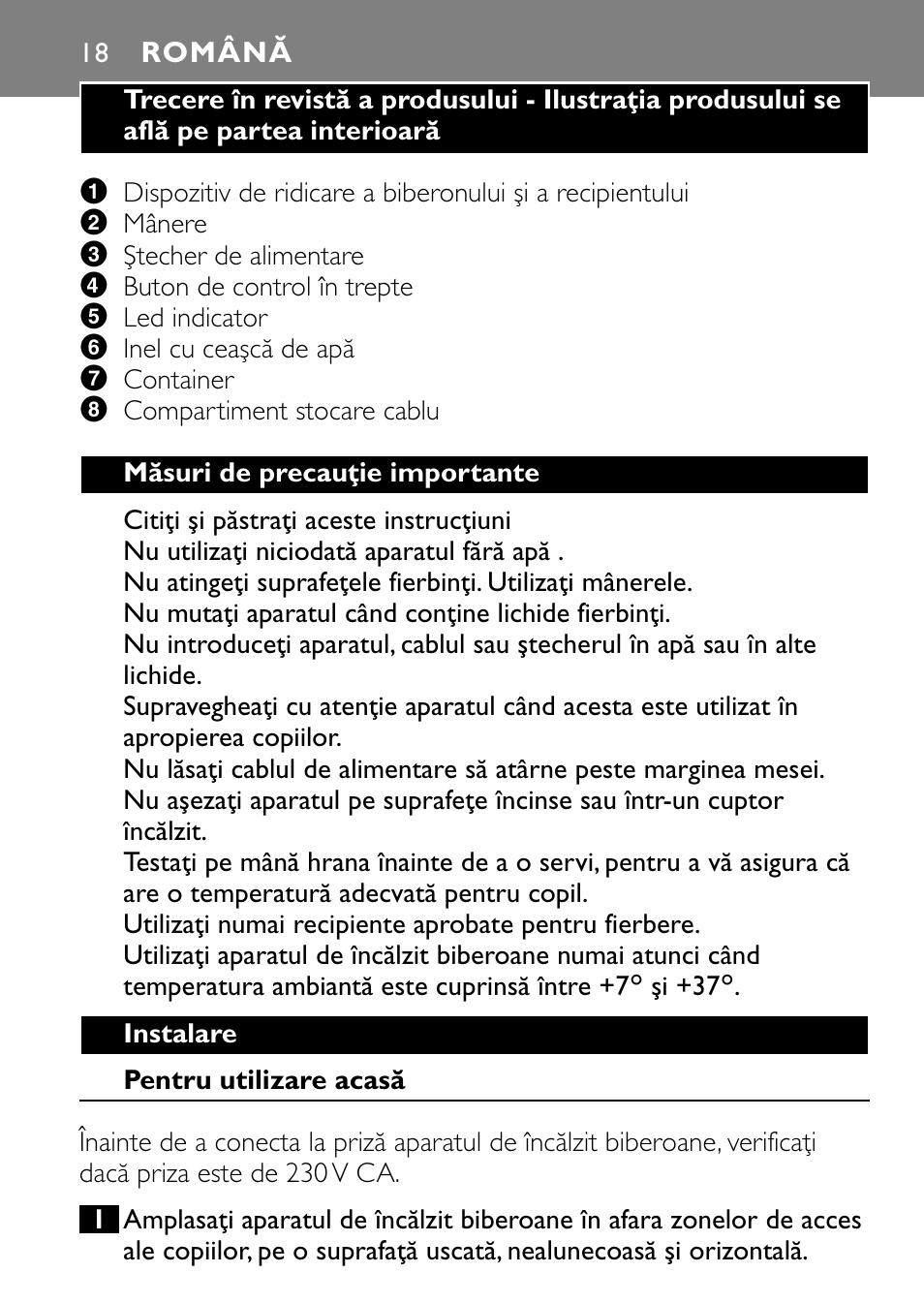 Română | Philips SCF250 User Manual | Page 18 / 102