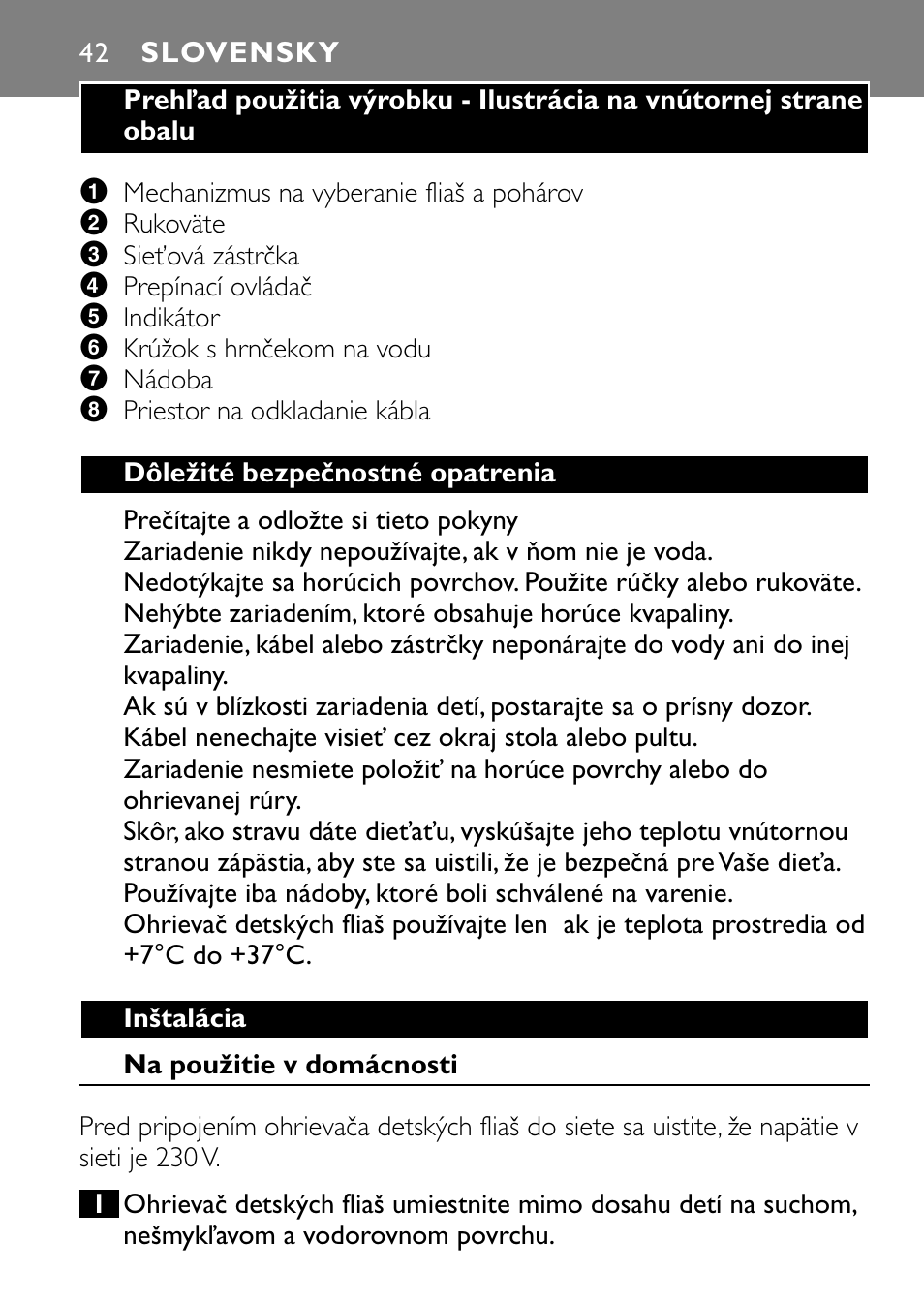 Slovensky | Philips SCF250 User Manual | Page 42 / 102