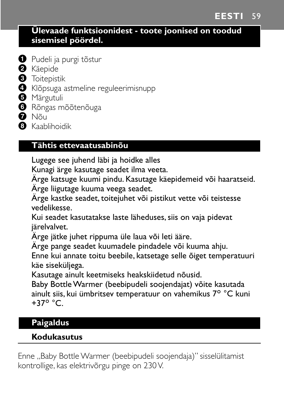 Eesti | Philips SCF250 User Manual | Page 59 / 102