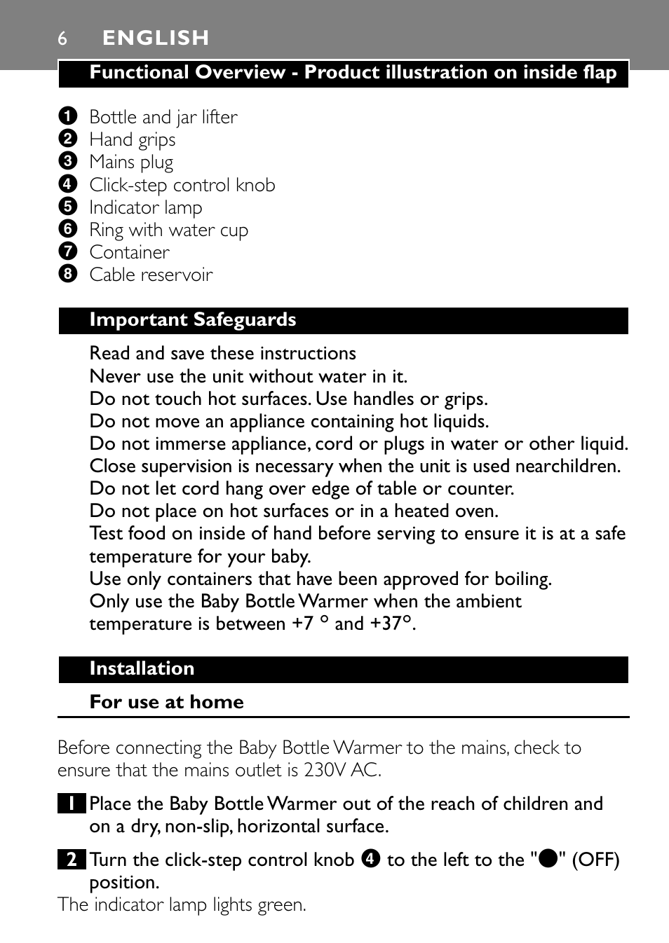 English 6 | Philips SCF250 User Manual | Page 6 / 102