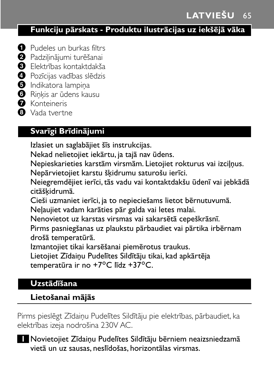 Latviešu | Philips SCF250 User Manual | Page 65 / 102