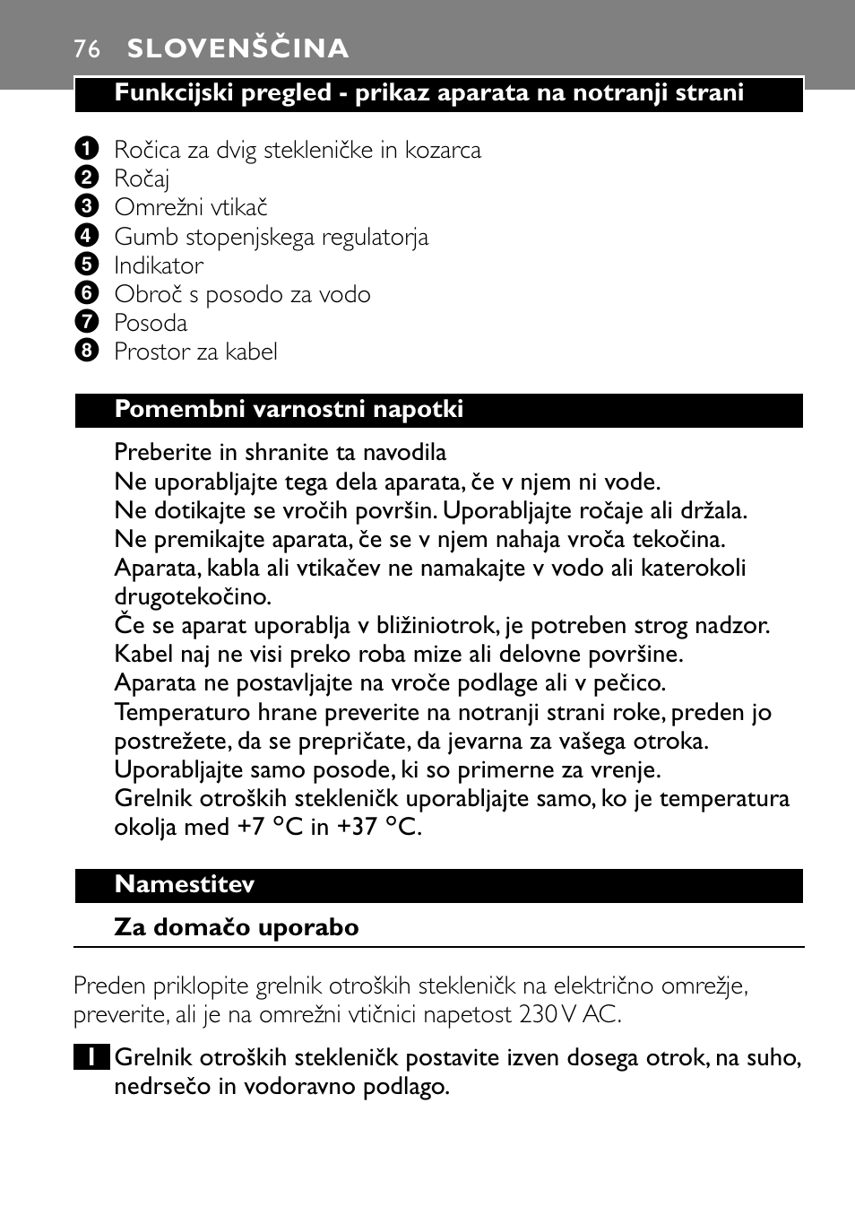 Slovenščina | Philips SCF250 User Manual | Page 76 / 102