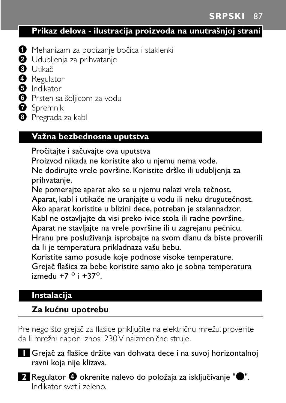 Srpski | Philips SCF250 User Manual | Page 87 / 102