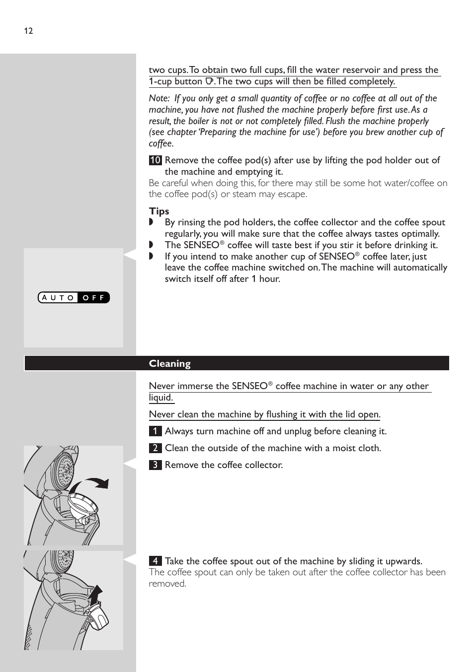 Tips, Cleaning | Philips HD7826 User Manual | Page 12 / 20