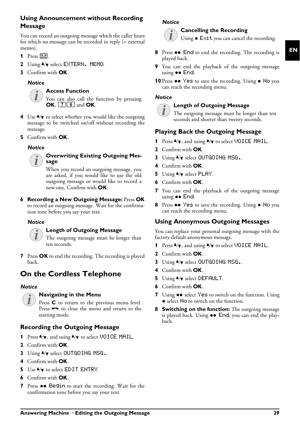 On the cordless telephone | Philips PPF685 User Manual | Page 29 / 64