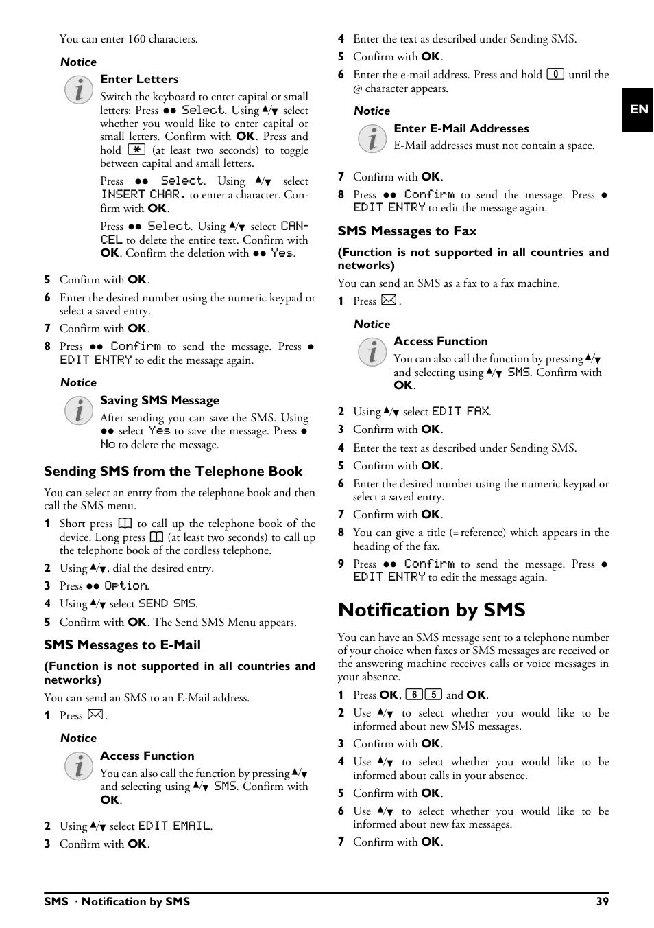 Notification by sms | Philips PPF685 User Manual | Page 39 / 64