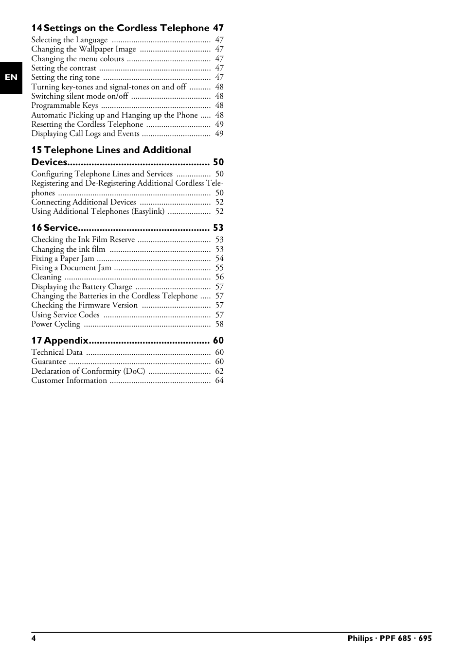 Philips PPF685 User Manual | Page 4 / 64