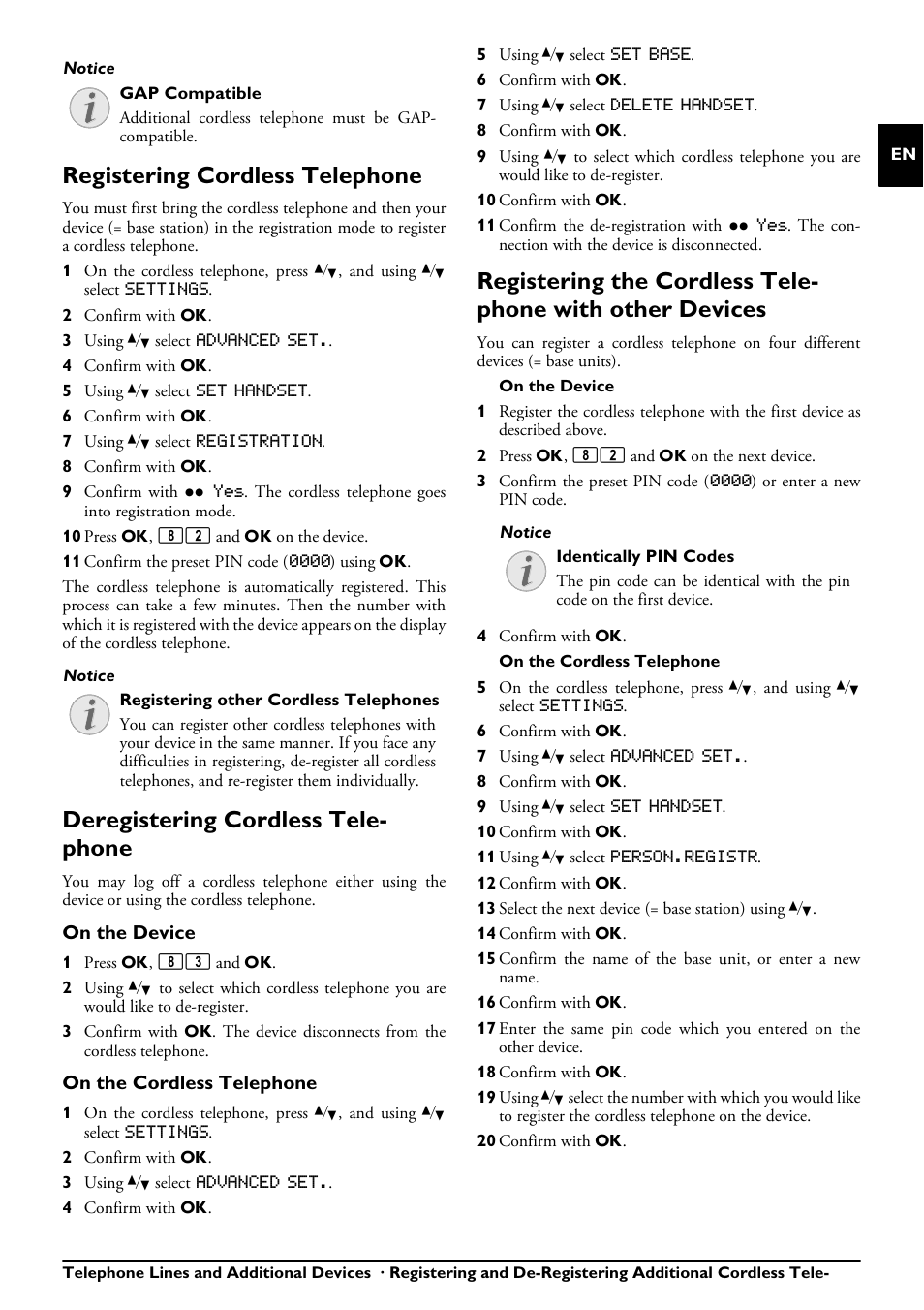 Registering cordless telephone, Deregistering cordless telephone, Deregistering cordless tele- phone | Philips PPF685 User Manual | Page 51 / 64