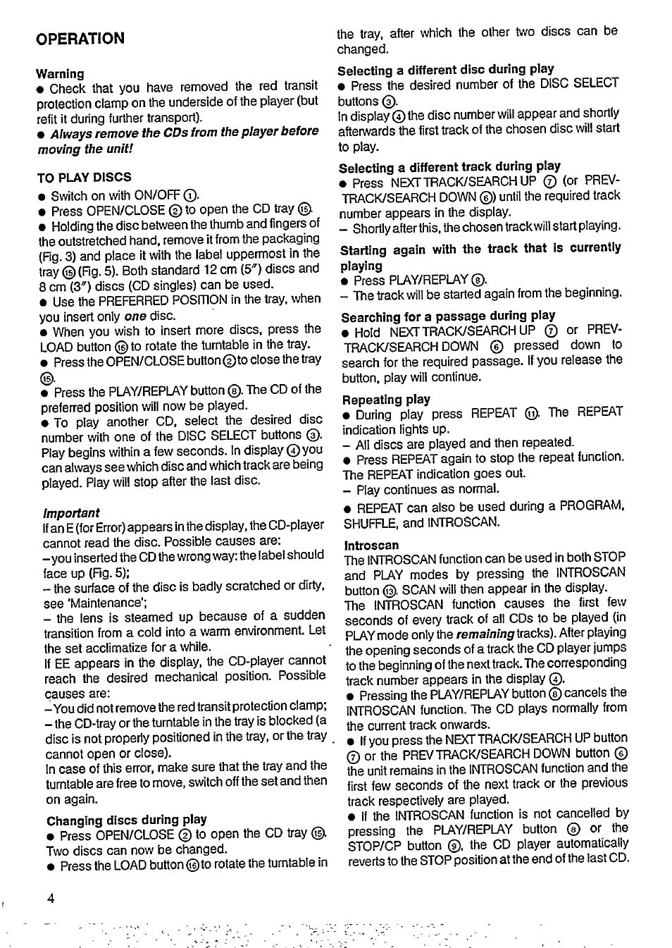 Operation | Philips CDC 345 User Manual | Page 4 / 12