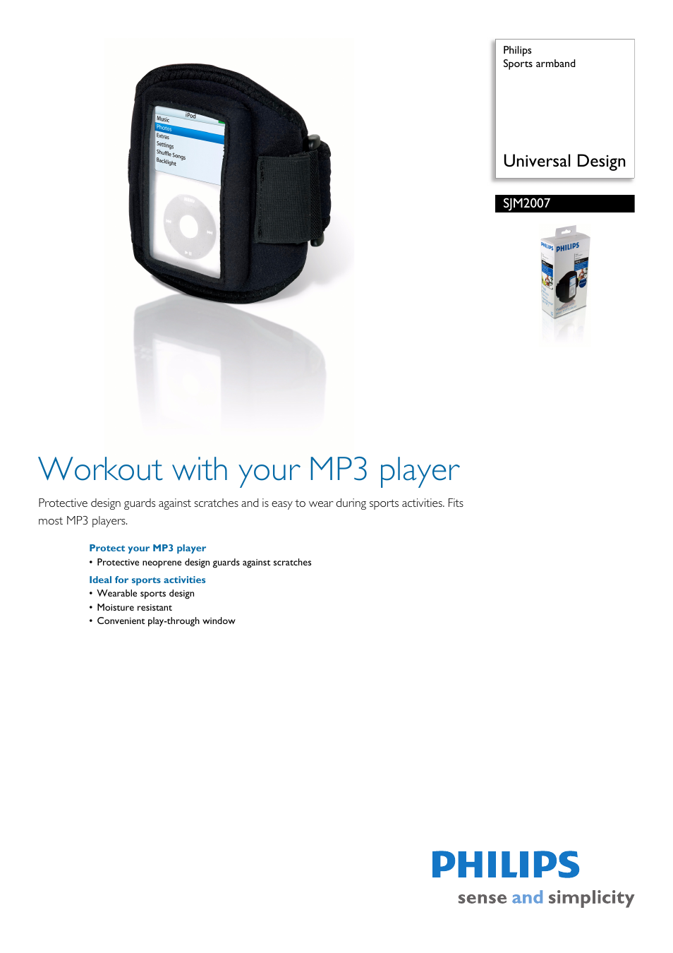 Philips SPORTS ARMBAND SJM2007 User Manual | 2 pages