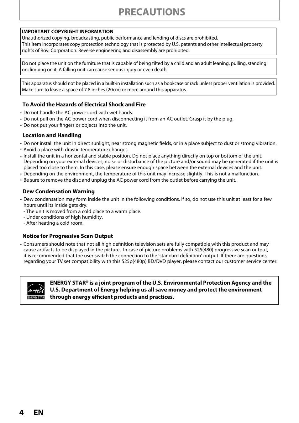 Precautions | Philips HTS3051B/F8 User Manual | Page 4 / 62