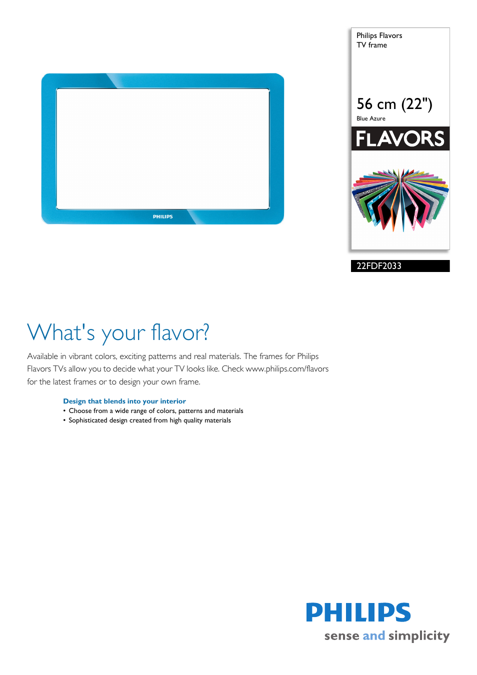 Philips Flavors 22FDF2033 User Manual | 2 pages