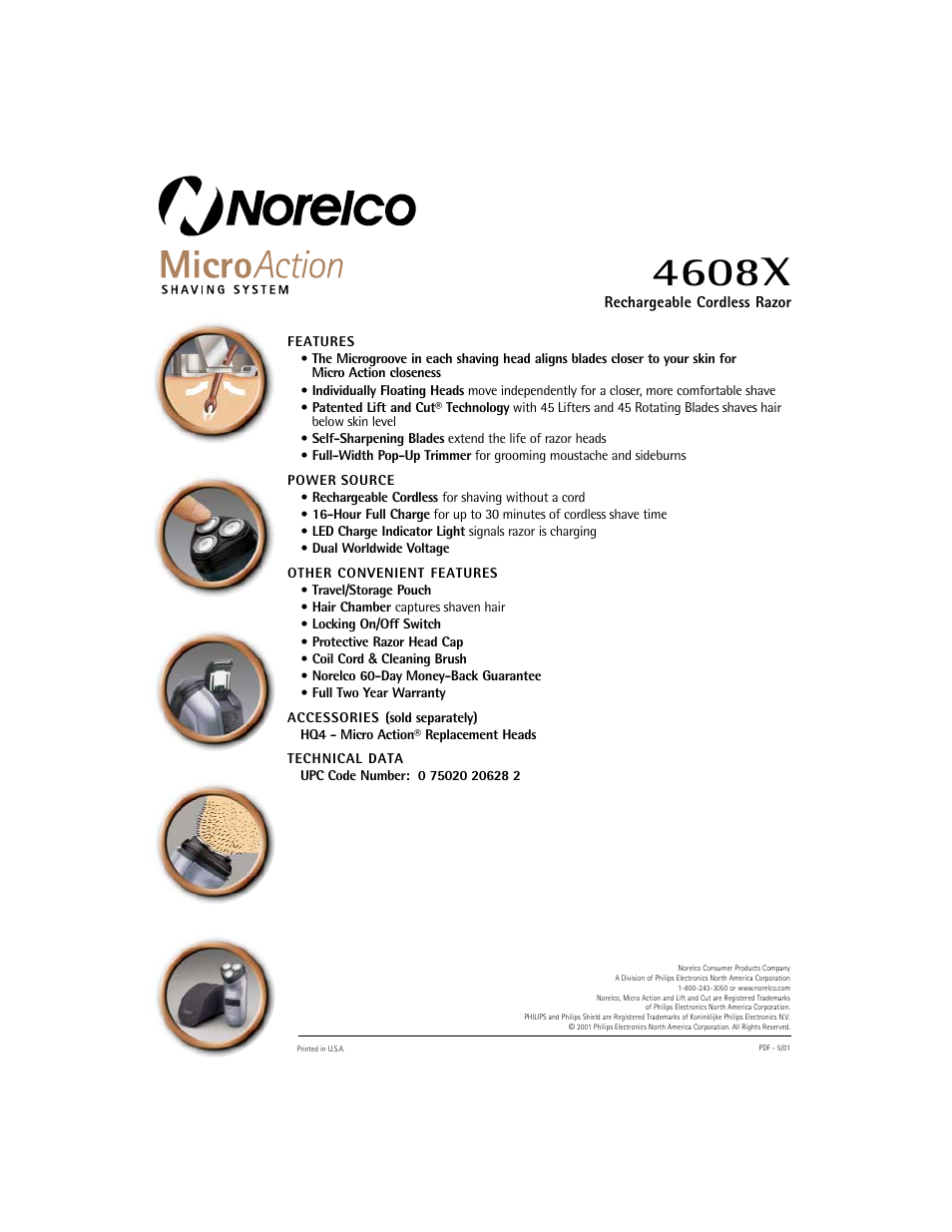 Fl)noreico, Micro, Action | 4608x | Philips 4608X User Manual | Page 2 / 2