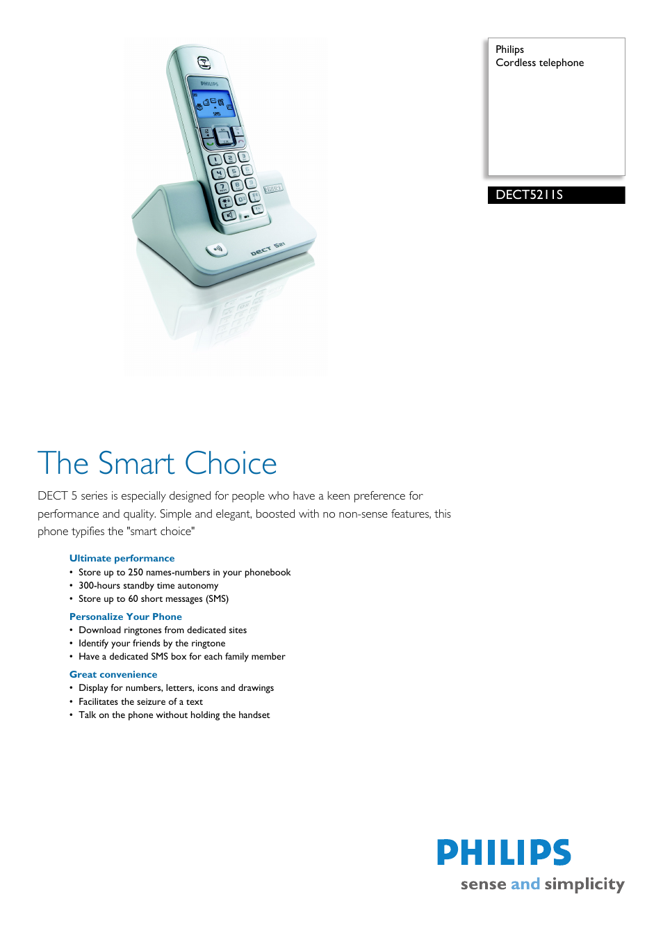 Philips DECT5211S User Manual | 2 pages