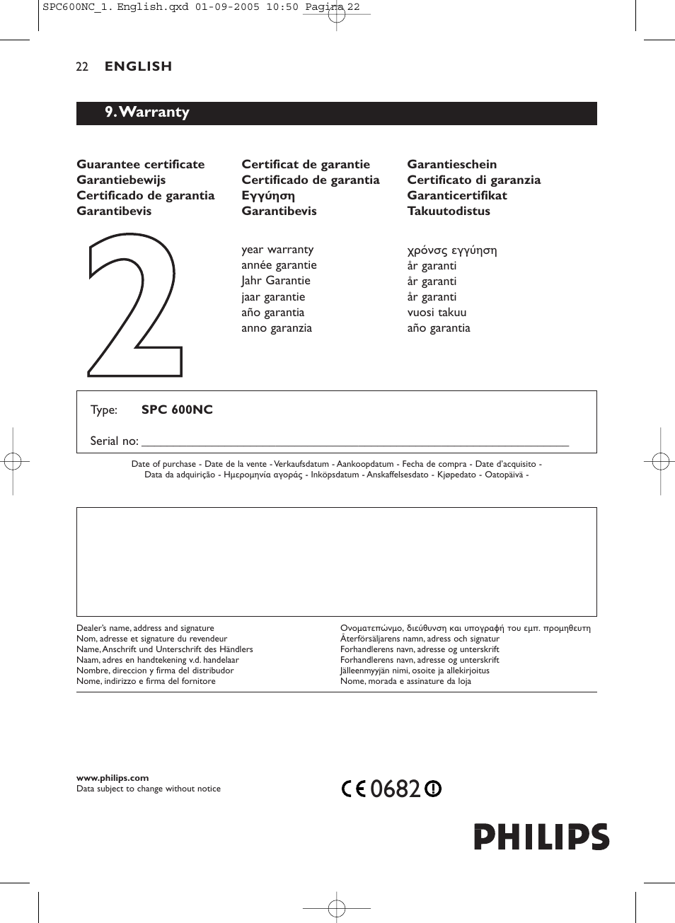 Philips SPC600NC/37 User Manual | Page 22 / 22