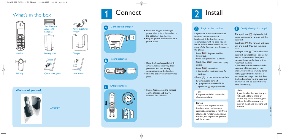 Philips VOIP8410 User Manual | 2 pages