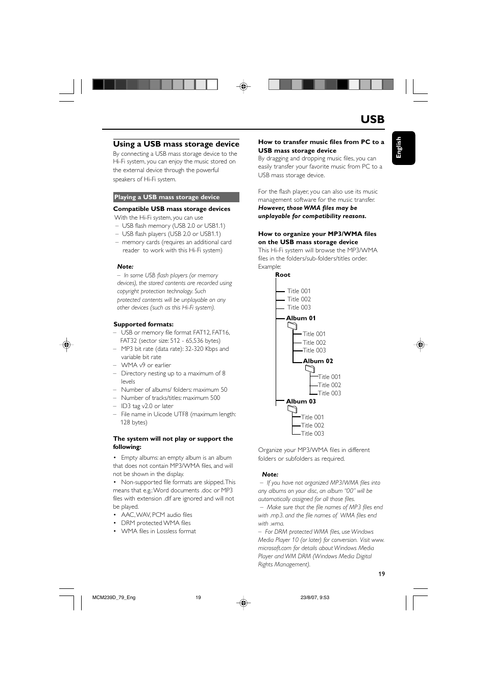 Using a usb mass storage device | Philips MCM239D User Manual | Page 19 / 28