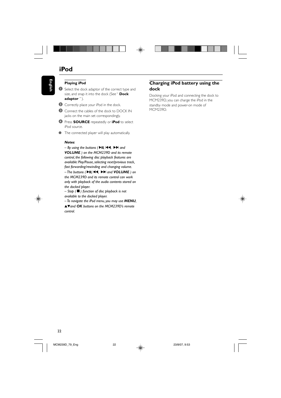 Ipod | Philips MCM239D User Manual | Page 22 / 28